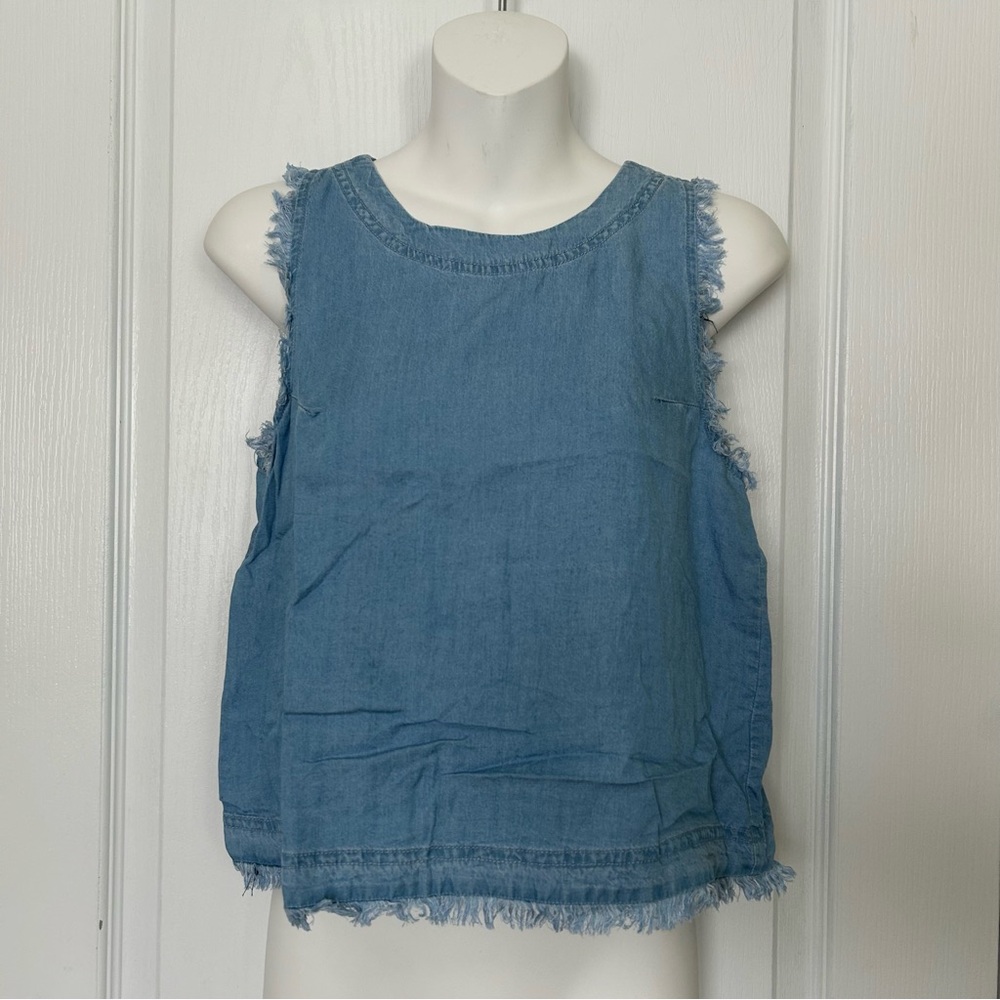 Thread & Supply Blue Frayed Tank Top